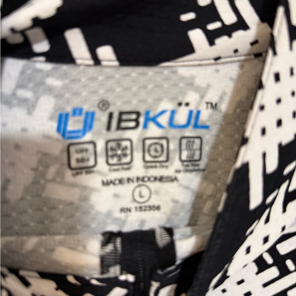 IBKUL Monochrome Abstract Long Sleeve Golf pickleball Top - Picture 2 of 4